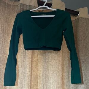 Dark green garage long sleeve crop top